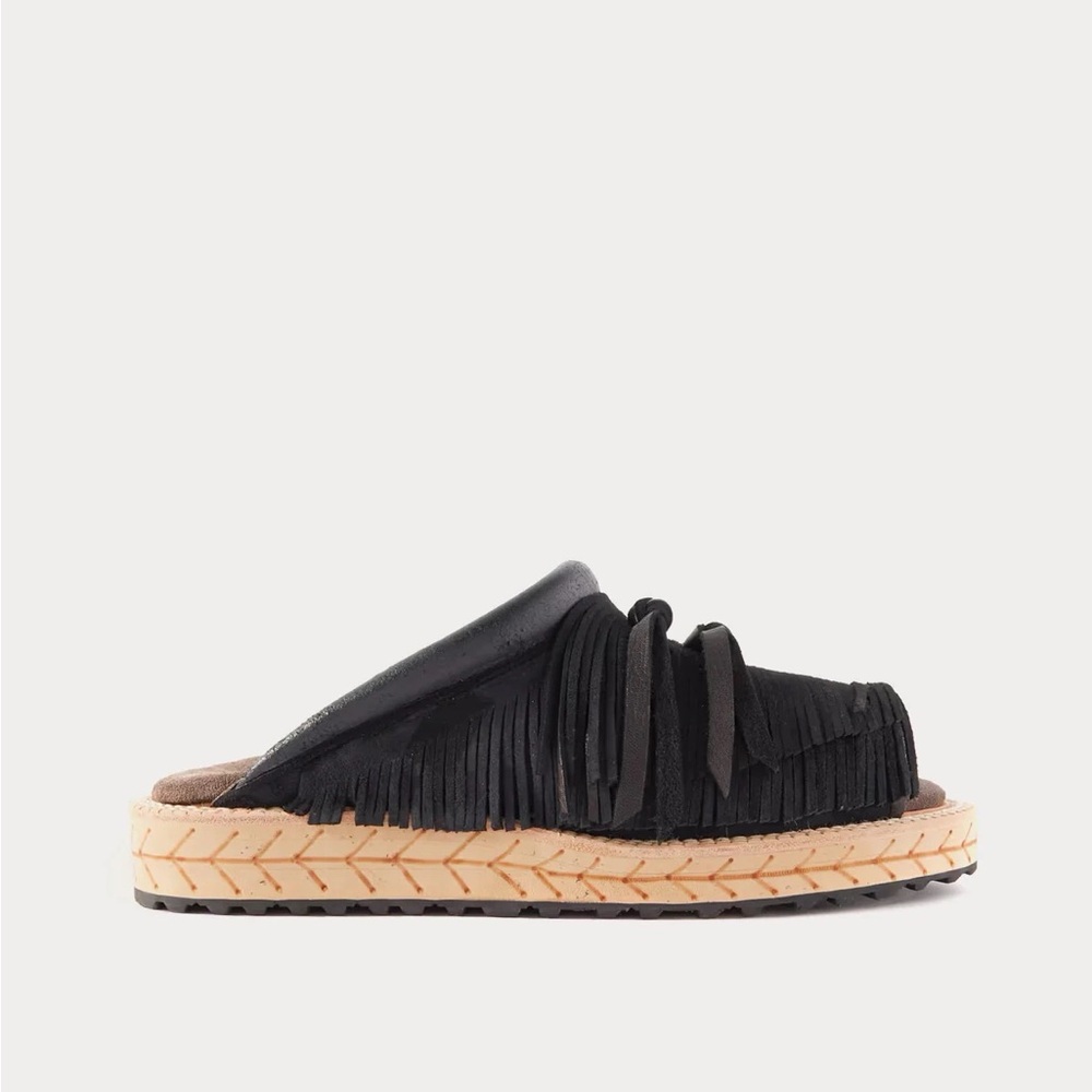 Kapital Pueblo Sabot Black Fringe Slide Clogs